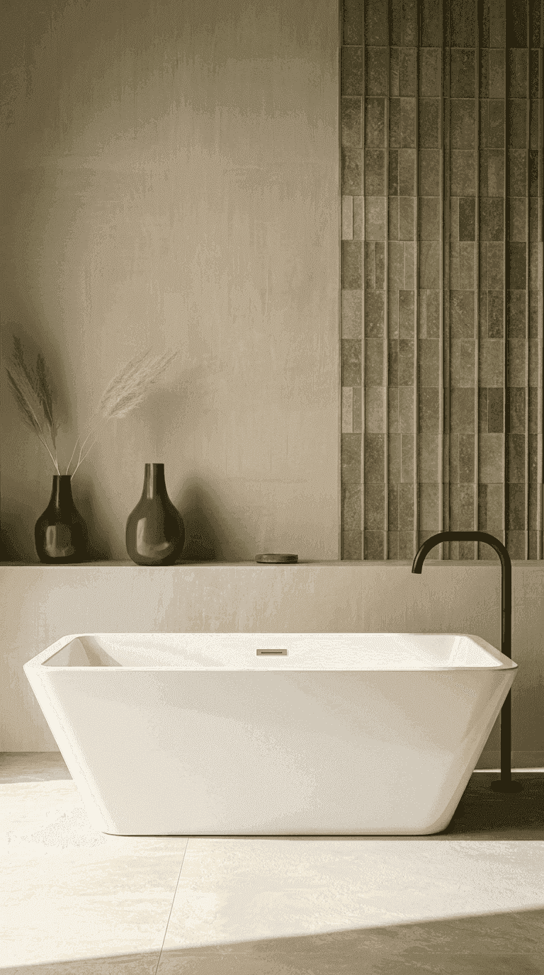 Tina Harmony 1680 en ambiente spa con acento de listeles terrosos — showroom A.MODO